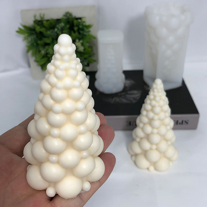Candle Making Kit - แม่พิมพ์เทียนซิลิโคนรูปต้นคริสต์มาสมีฟองชุดทำเทียนหอมทำด้วยมือแม่พิมพ์สบู่ยิปซั่มเรซินตกแต่งคริสต์มาสของขวัญ