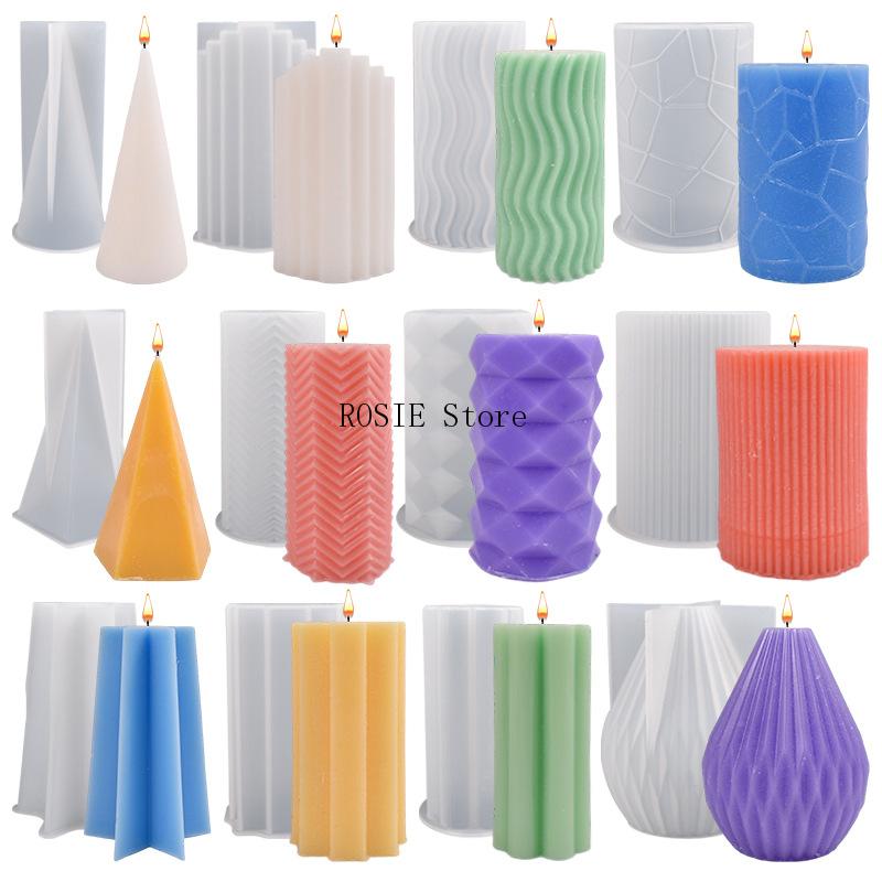 Candle Making Equipment - กระบอกซิลิโคนเทียนแม่พิมพ์ DIY ลายเทียนอาหารค่ําเครื่องประดับทําพลาสเตอร์อีพ็อกซี่เรซินแม่พิมพ์ตกแต่งบ้าน Handmade ของขวัญ