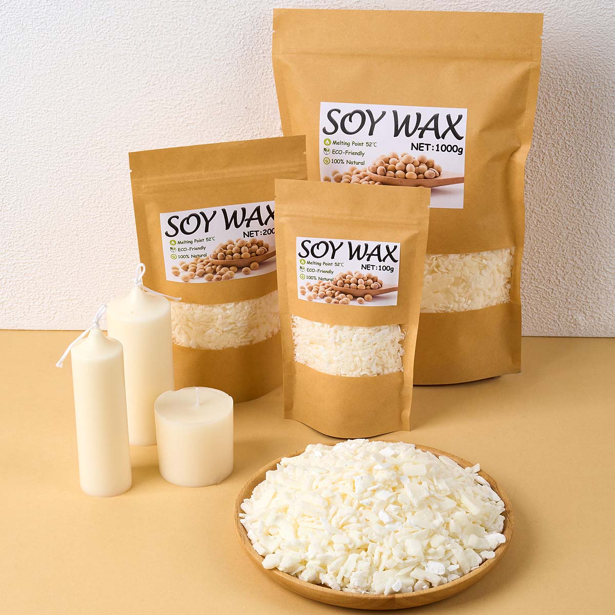 Candle Making Kit - 1 ปอนด์ขี้ผึ้งถั่วเหลืองสีขาวบริสุทธิ์สําหรับ DIY เทียนทําด้วยมือหัตถกรรม 100% สารเติมแต่งฟรีเทียนหอมวัตถุดิบทําชุดอุปกรณ์