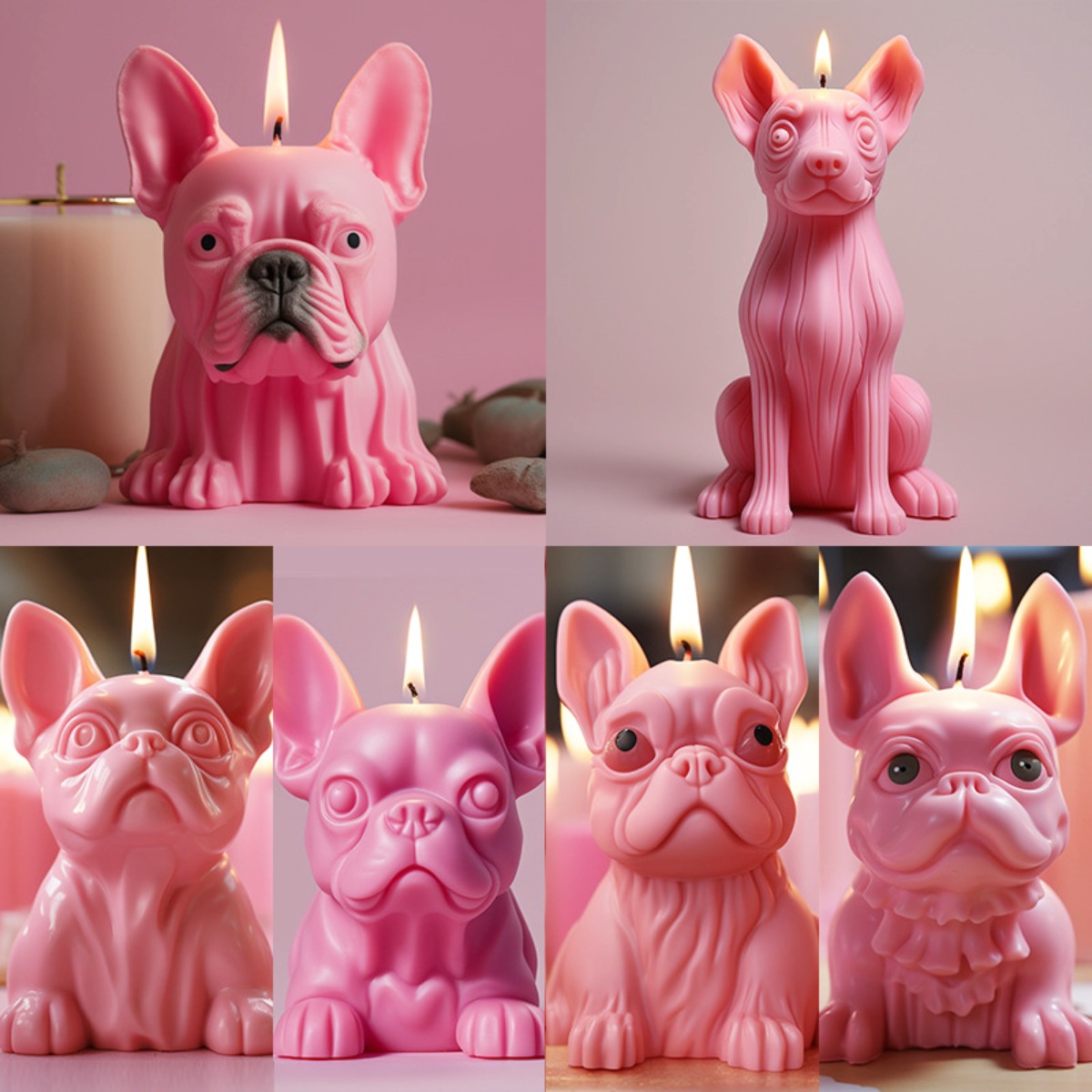 Candle Making Kit - ปักกิ่งเทียนรูปสัตว์ปั๊กลูกสุนัขพิมพ์เค้กซิลิโคนฝรั่งเศสสำหรับสุนัขต่อสู้แม่พิมพ์สบู่ชุดทำช็อคโกแลตของตกแต่งห้องเด็กทารก