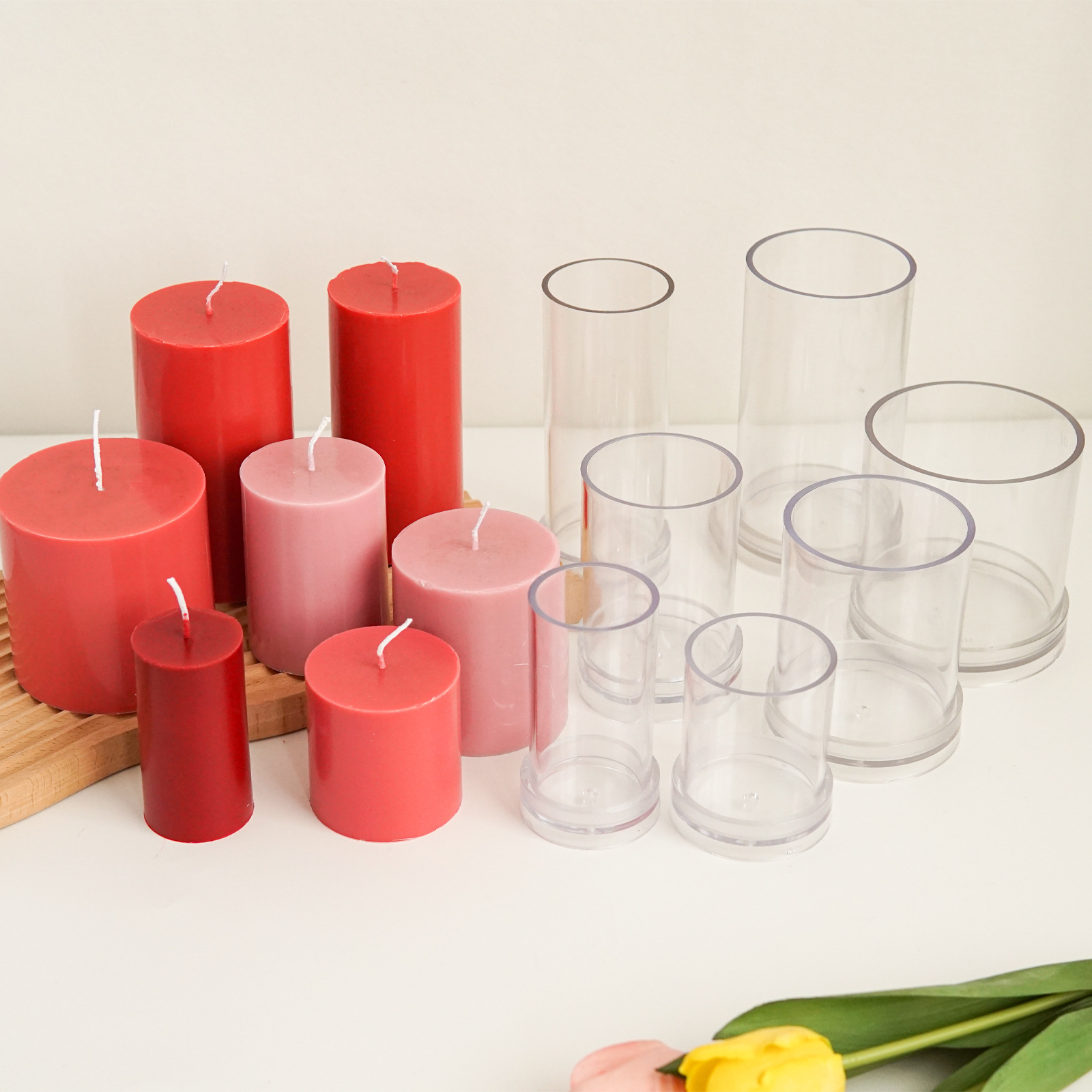 Candle Making Kit - ต่างๆ 3D ทรงกระบอกเทียนแม่พิมพ์พลาสติก DIY เทียนทําอุปกรณ์แม่พิมพ์ PC