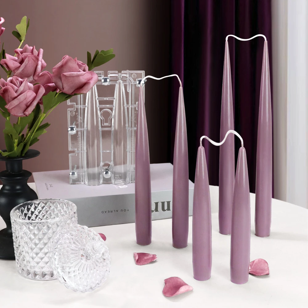 Candle Making Equipment - Double Pointed คอลัมน์เทียนอะคริลิคแม่พิมพ์เชื่อมต่อกระบอกเทียนพลาสติก Moldwedding Decor บ้านเชิงเทียนทําเครื่องมือ