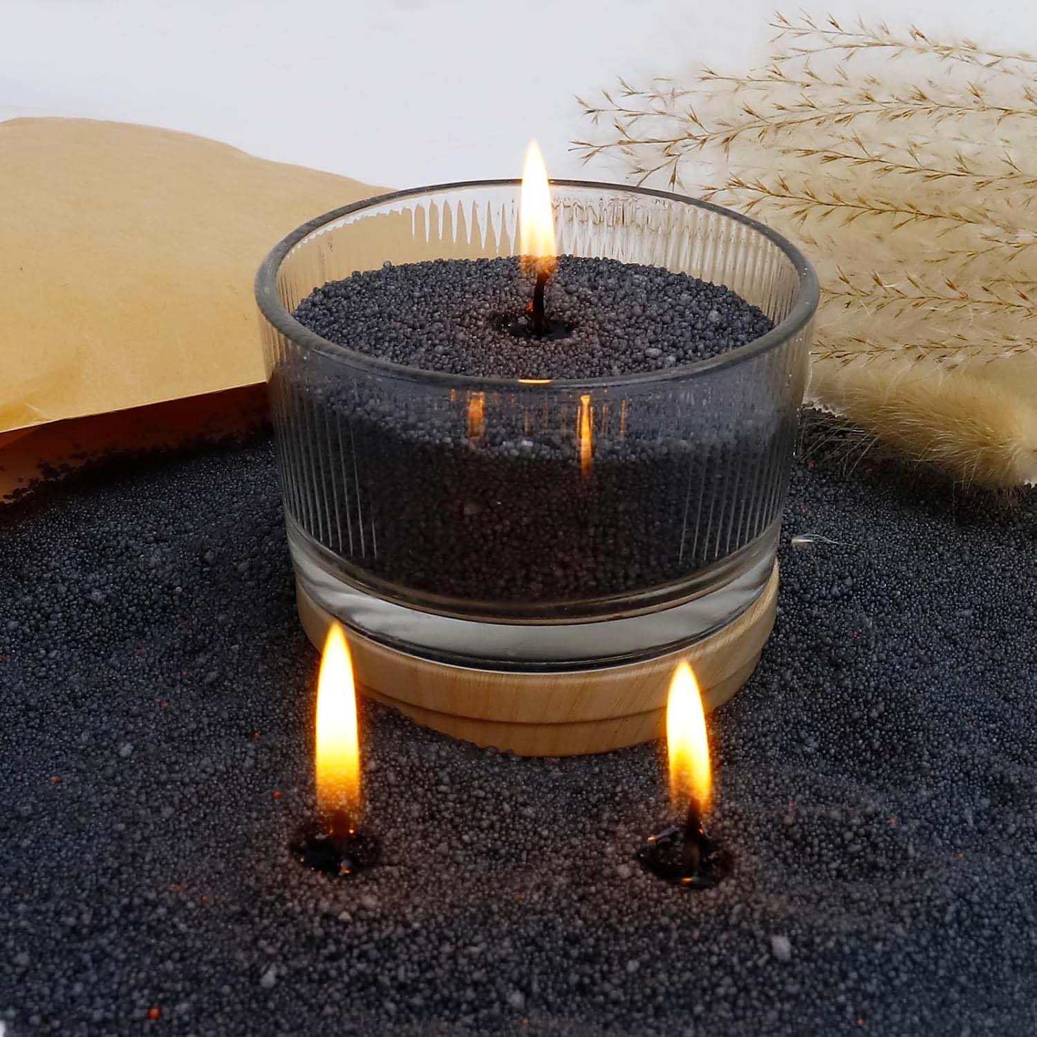 Candle Making Equipment - ทรายเทียนสีดำพร้อมไส้เทียน 200 กรัม พร้อมไส้เทียน 10 ชิ้น