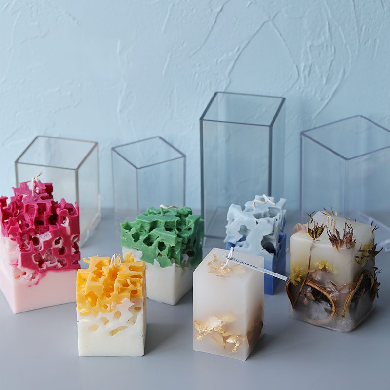 Candle Making Kit - 3D สแควร์สี่เหลี่ยมผืนผ้าคอลัมน์เทียนแม่พิมพ์เทียนทําด้วยมือทําแม่พิมพ์ DIY Cuboid อะคริลิคพลาสติกชุดแม่พิมพ์เทียนหล่อ
