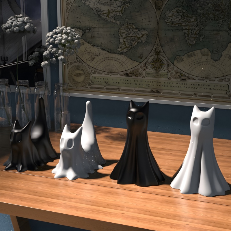 Ghost Cat ฮาโลวีนเดสก์ท็อปเครื - Candle Making Equipment บทวิจารณ์และราคา