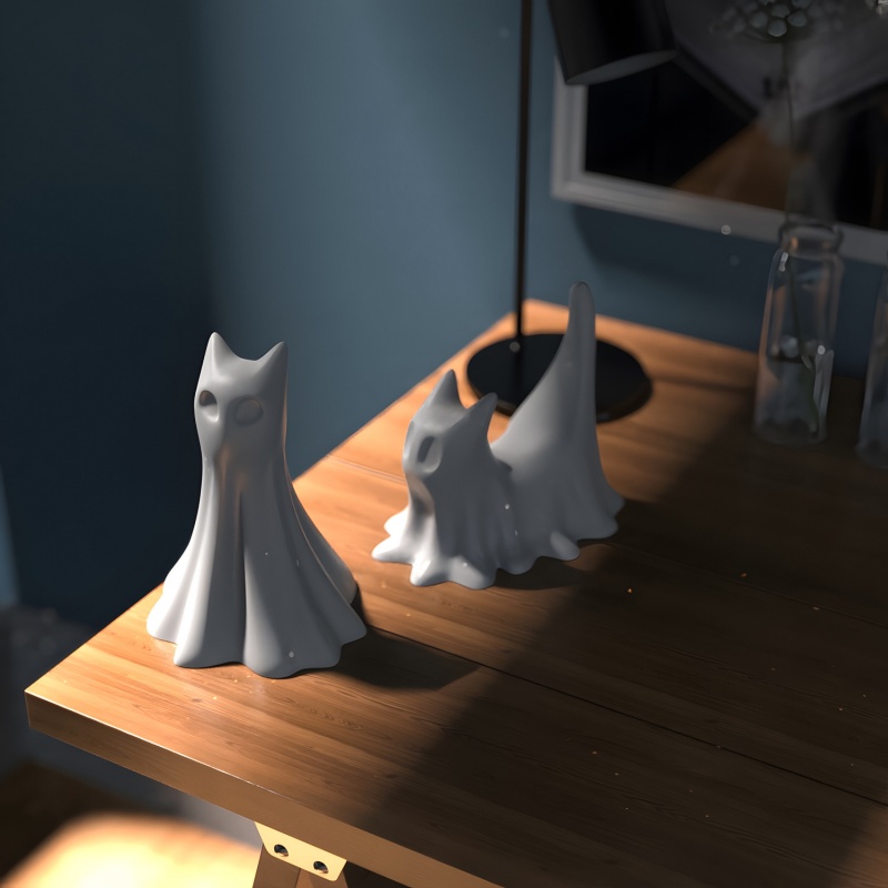 Ghost Cat ฮาโลวีนเดสก์ท็อปเครื - Candle Making Equipment บทวิจารณ์และราคา