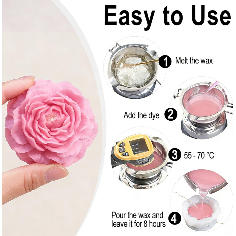 ชุดแม่พิมพ์เทียนรูปดอกไม้ 5 ชิ - Candle Making Kit บทวิจารณ์และราคา